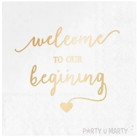 serwetki slubne welcome to our beginning biale partypal 33 cm 10 szt