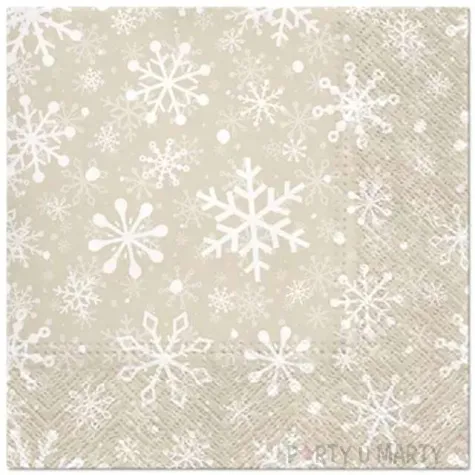 serwetki sniezynki boze narodzenie bezowe paw 33 cm 20 szt