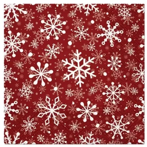 serwetki sniezynki boze narodzenie czerwone paw 33 cm 20 szt