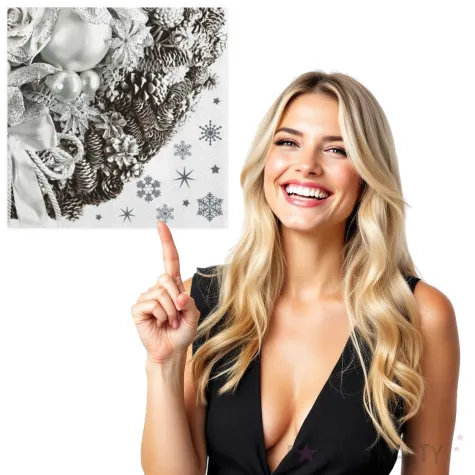 serwetki srebrna bozonarodzeniowa dekoracja maki 33 cm 20 szt