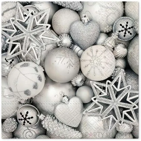 serwetki srebrna dekoracja paw 33 cm 20 szt