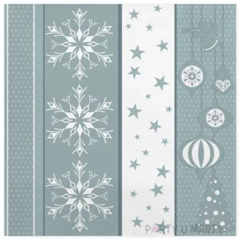 serwetki srebrno bialy wzor swiateczny maki 33 cm 20 szt