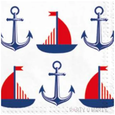 serwetki statki i kotwice biale paw 33 cm 20 szt