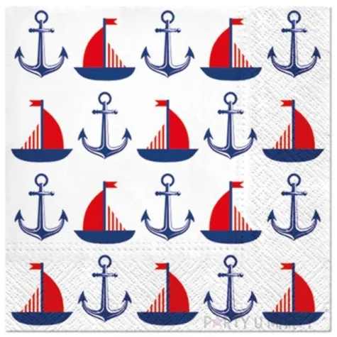 serwetki statki i kotwice biale paw 33 cm 20 szt