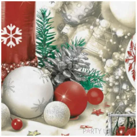 serwetki swiateczna dekoracja bialo czerwona maki 33 cm 20 szt