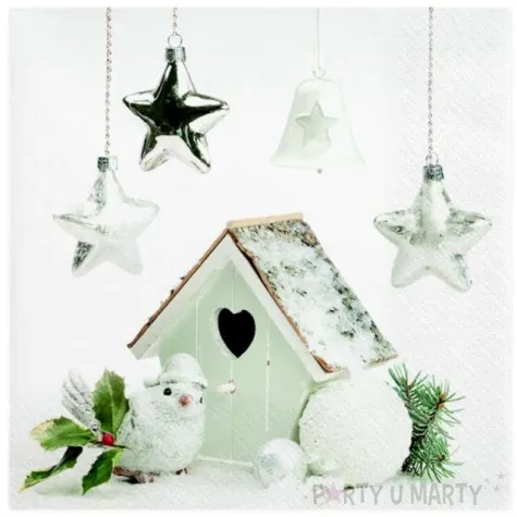 serwetki swiateczna dekoracja z karmnikiem dla ptakow maki 33 cm 20 szt