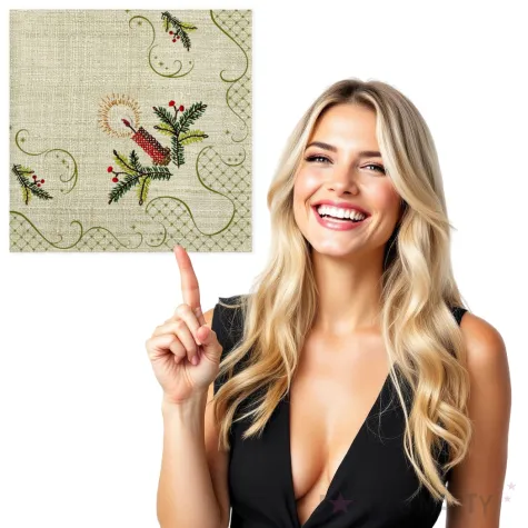 serwetki swiateczna haftowana swieczka maki 33 cm 20 szt