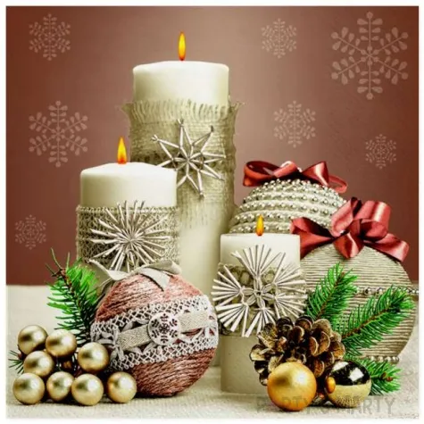 serwetki swiateczna kompozycja ze swiecami maki 33 cm 20 szt