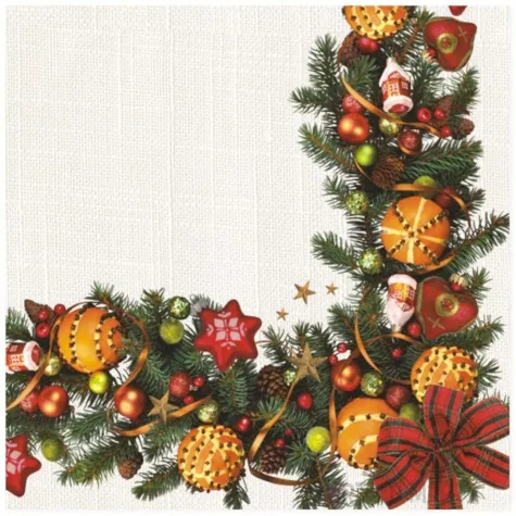 serwetki swiateczna ramka z girlandy maki 33 cm 20 szt