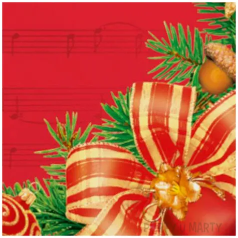 serwetki swiateczna ramka z kokarda na czerwonym tle maki 33 cm 20 szt