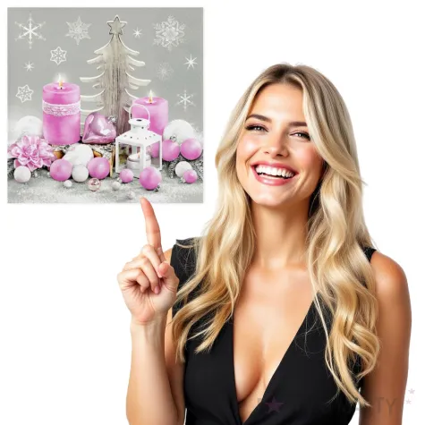 serwetki swiateczna rozowa kompozycja maki 33 cm 20 szt