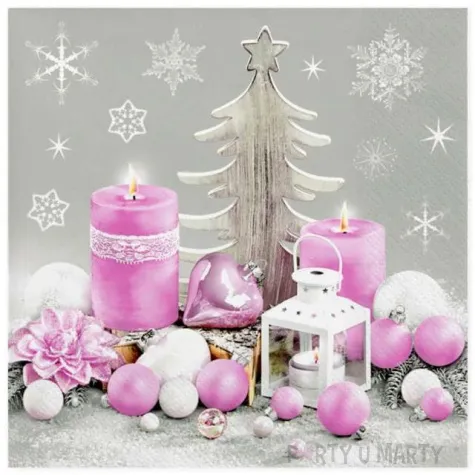 serwetki swiateczna rozowa kompozycja maki 33 cm 20 szt