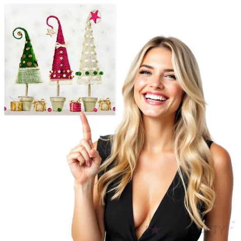 serwetki swiateczne choinki recznie robione