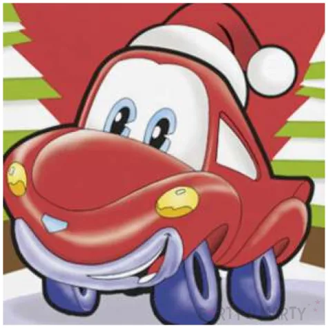 serwetki swiateczne czerwone autko w czapce maki 33 cm 20 szt