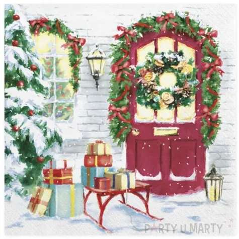 serwetki swiateczne prezenty pod drzwiamiserwetki swiateczne pierniki maki 33 cm 20 szt