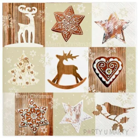 serwetki swiateczny brazowy kolaz maki 33 cm 20 szt