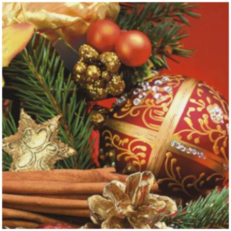 serwetki swiateczny cynamon z bombkami i swieca maki 33 cm 20 szt