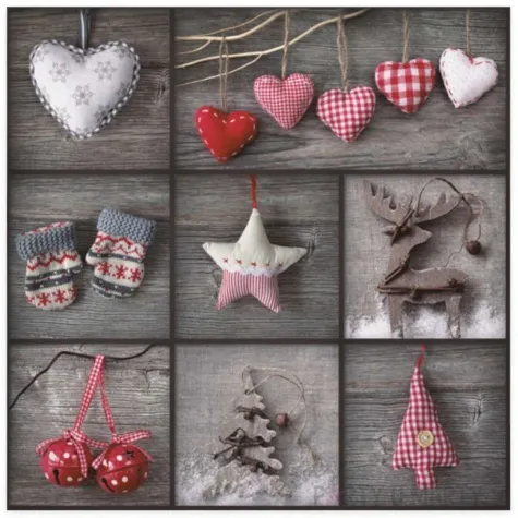 serwetki swiateczny kolaz z rozowymi serduszkami maki 33 cm 20 szt