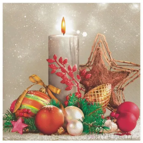 serwetki swieca bozonarodzeniowa gwiazda i bombki maki 33 cm 20 szt