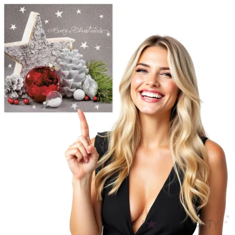 serwetki swieca szyszkowa i drewniana gwiazda maki 33 cm 20 szt