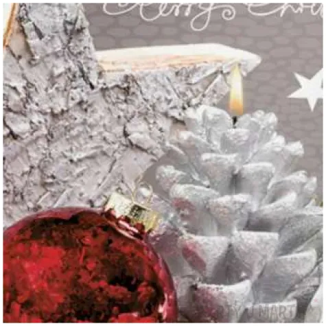 serwetki swieca szyszkowa i drewniana gwiazda maki 33 cm 20 szt