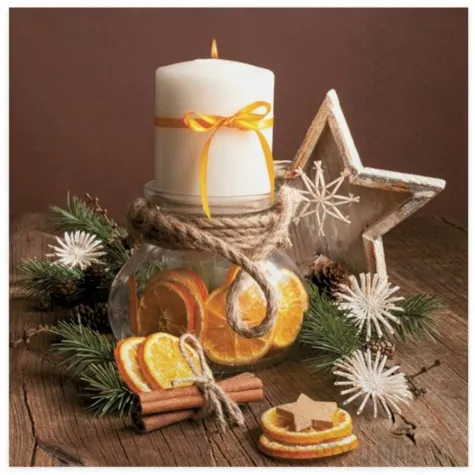 serwetki swieca w sloiku pelnym pomaranczy maki 33 cm 20 szt