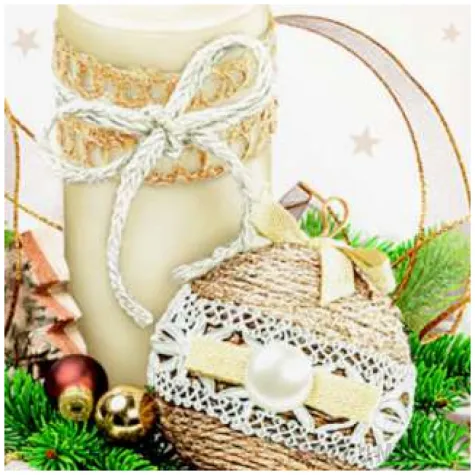 serwetki swieczka i bombka z jutowymi dodatkami maki 33 cm 20 szt