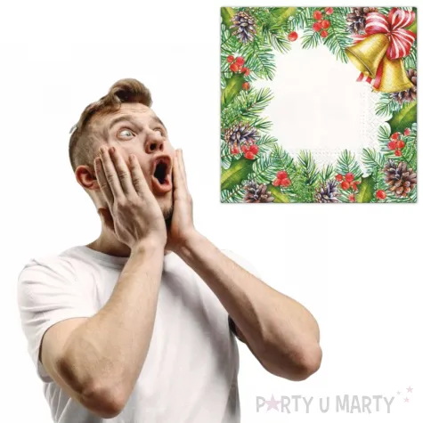 serwetki swierkowa ramka biale paw 33 cm 20 szt