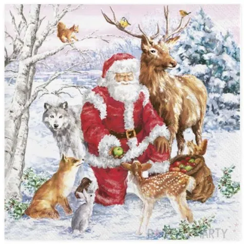 serwetki swiety mikolaj i lesne zwierzeta maki 33 cm 20 szt