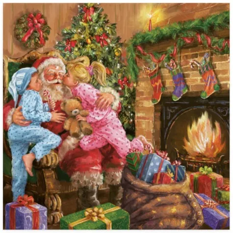 serwetki swiety mikolaj z buziakami maki 33 cm 20 szt