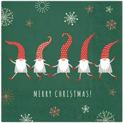 serwetki tanczace mikolaje zielone paw 33 cm 20 szt