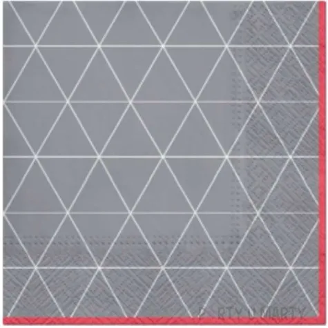 serwetki trojkatny desen szaro czerwone paw 33 cm 20 szt