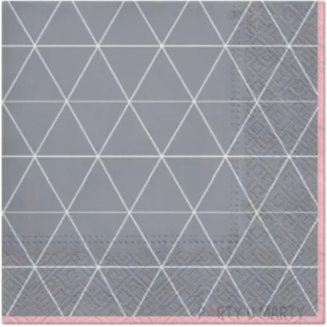 serwetki trojkatny desen szaro rozowe paw 33 cm 20 szt