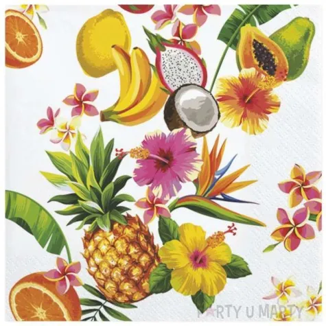serwetki tropikalny mix na bialym tle 33 cm 20 szt