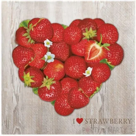 serwetki truskawkowe serce maki 33 cm 20 szt