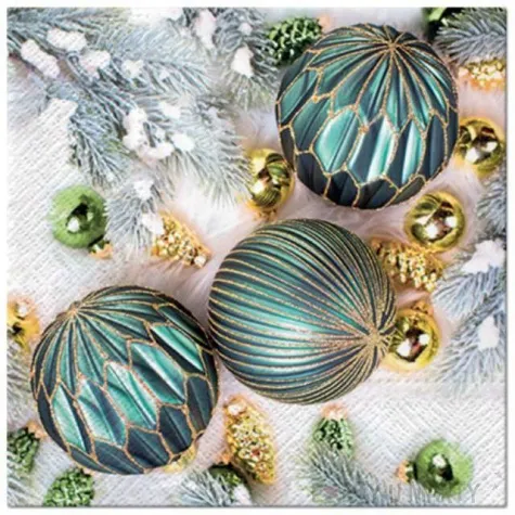 serwetki turkusowe bombki paw 33 cm 20 szt