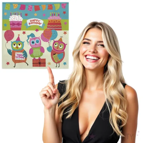 serwetki urodzinowe sowy maki 33 cm 20 szt