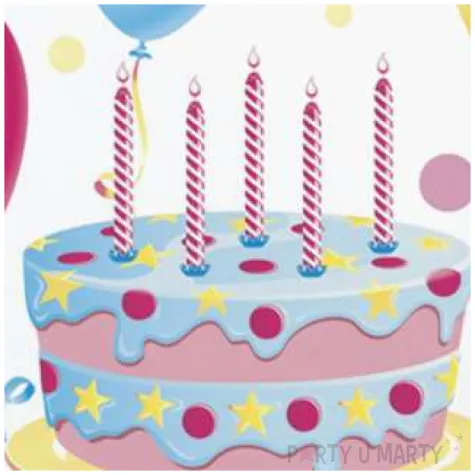 serwetki urodzinowy tort i balony maki 33 cm 20 szt