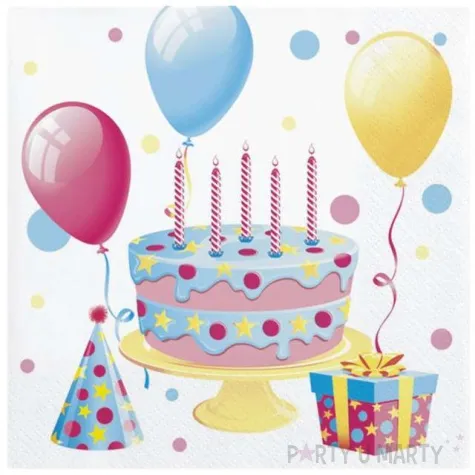 serwetki urodzinowy tort i balony maki 33 cm 20 szt