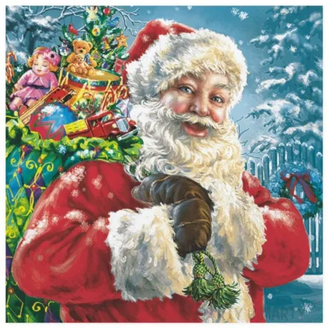 serwetki wesoly mikolaj z workiem prezentow maki 33 cm 20 szt