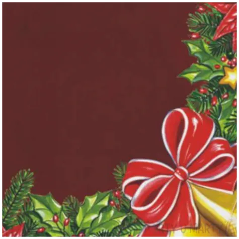 serwetki wianek swiateczny z dzwonkami bordowy maki 33 cm 20 szt