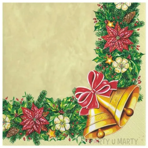 serwetki wianek swiateczny z dzwonkami maki 33 cm 20 szt