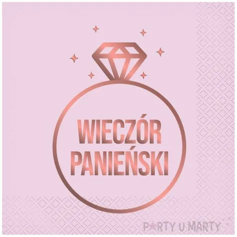 serwetki wieczor panienski pierscionek rozowy godan 33 cm 20 szt