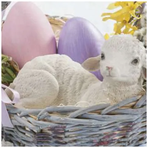 serwetki wielkanoc baranek w koszyku maki 33 cm 20 szt