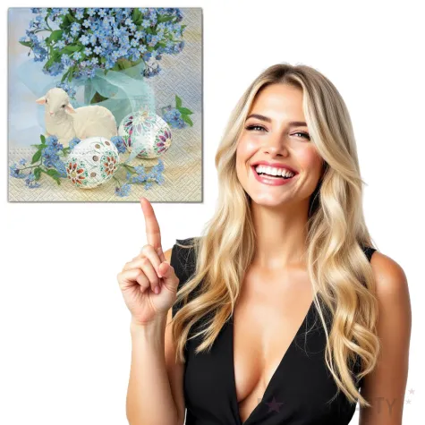 serwetki wielkanoc baranek z kwiatami maki 33 cm 20 szt