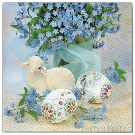 serwetki wielkanoc baranek z kwiatami maki 33 cm 20 szt