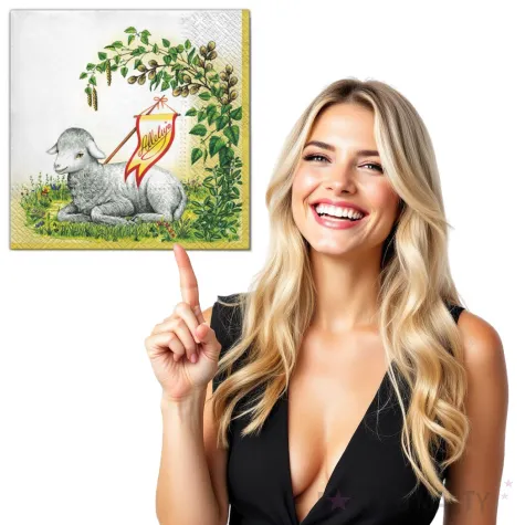 serwetki wielkanoc baranek z proporcem maki 33 cm 20 szt