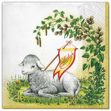 serwetki wielkanoc baranek z proporcem maki 33 cm 20 szt