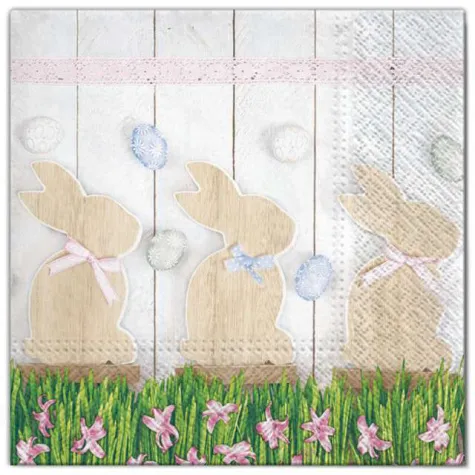 serwetki wielkanoc drewniane kroliki maki 33 cm 20 szt
