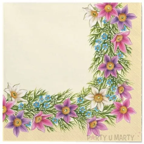 serwetki wielkanoc fioletowe kwiaty maki 33 cm 20 szt